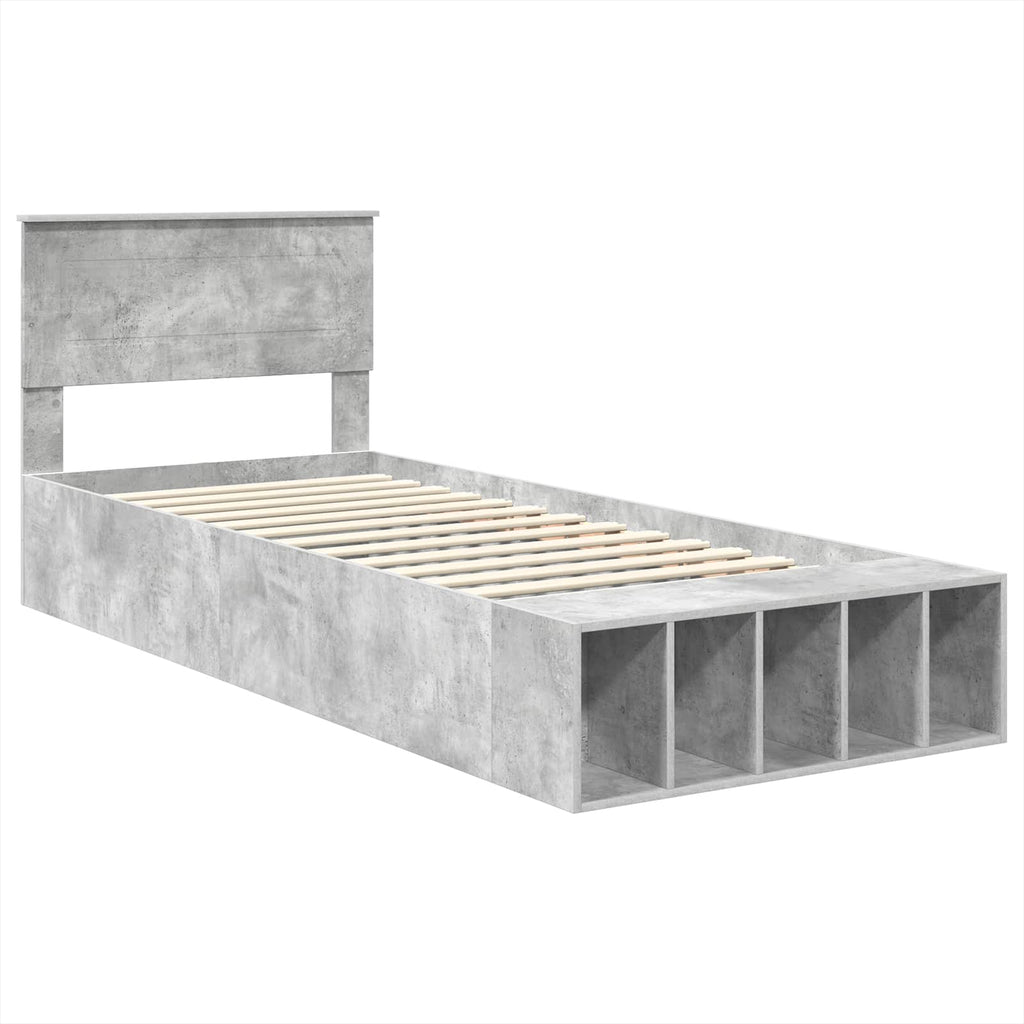 vidaXL Ramka łóżka Betonowy szary 90 x 200 cm Materiał drewnopochodny