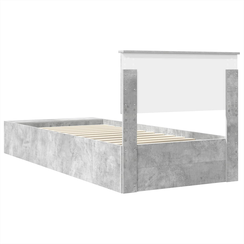 vidaXL Ramka łóżka Betonowy szary 90 x 200 cm Materiał drewnopochodny