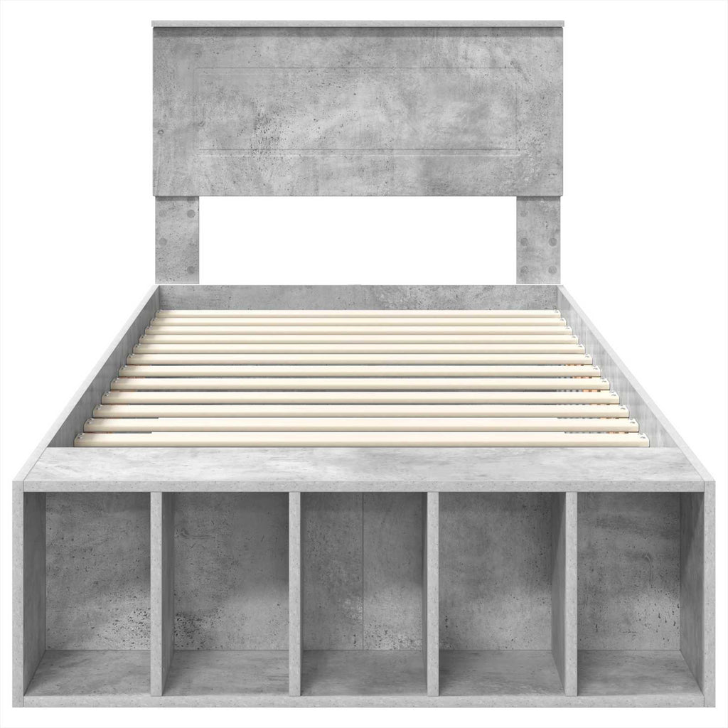 vidaXL Ramka łóżka Betonowy szary 90 x 200 cm Materiał drewnopochodny