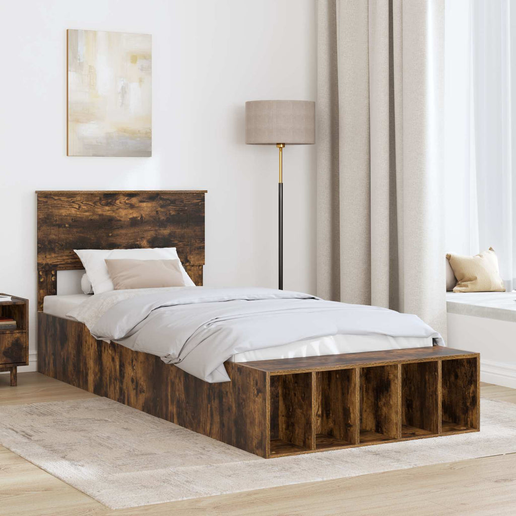 vidaXL Ramka łóżka Dąb wędzony 90 x 200 cm Materiał drewnopochodny