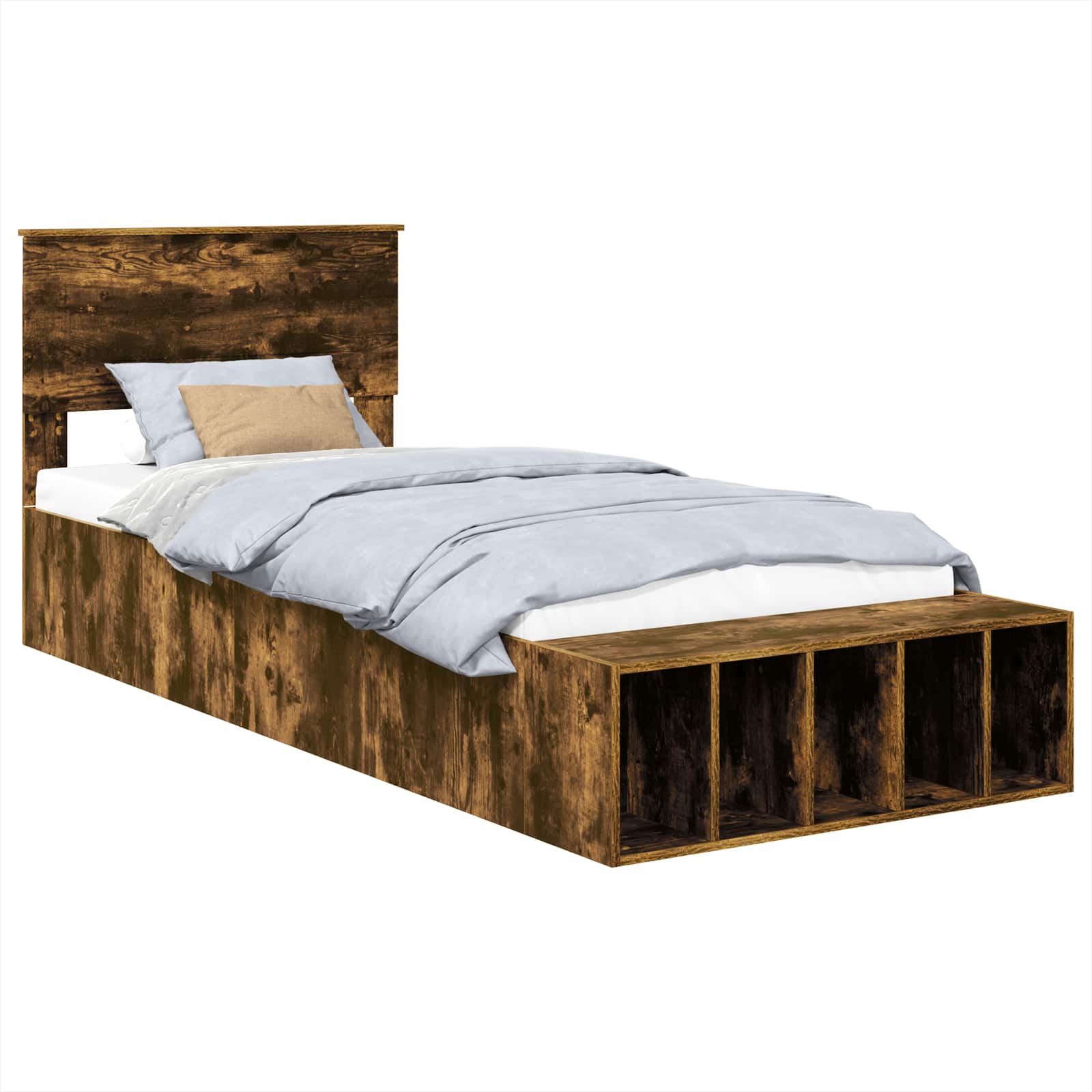 vidaXL Ramka łóżka Dąb wędzony 90 x 200 cm Materiał drewnopochodny