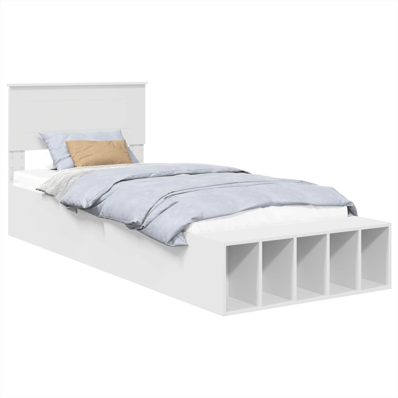 vidaXL Ramka łóżka z półką Biały 75 x 190 cm Materiał drewnopochodny