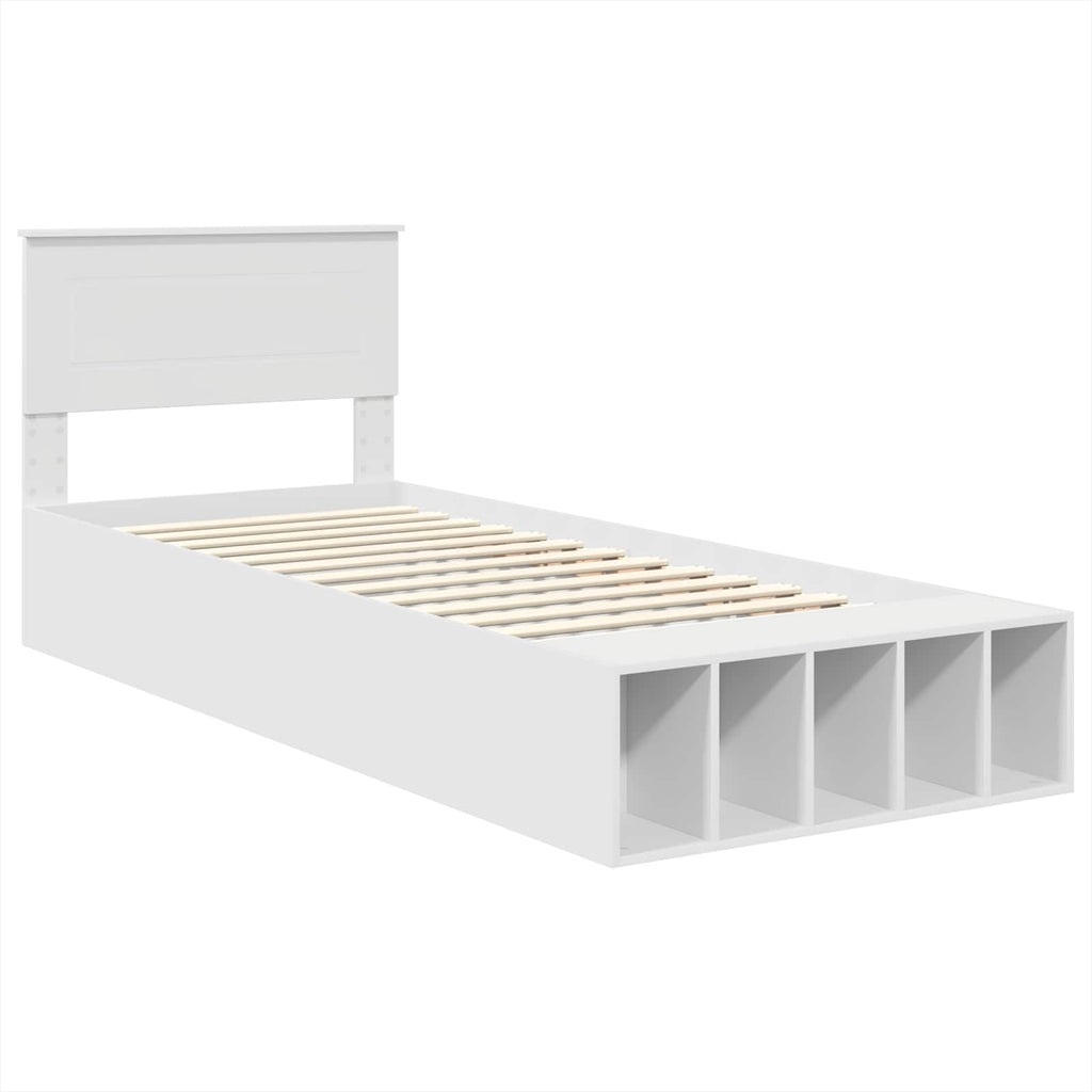 vidaXL Ramka łóżka z półką Biały 75 x 190 cm Materiał drewnopochodny