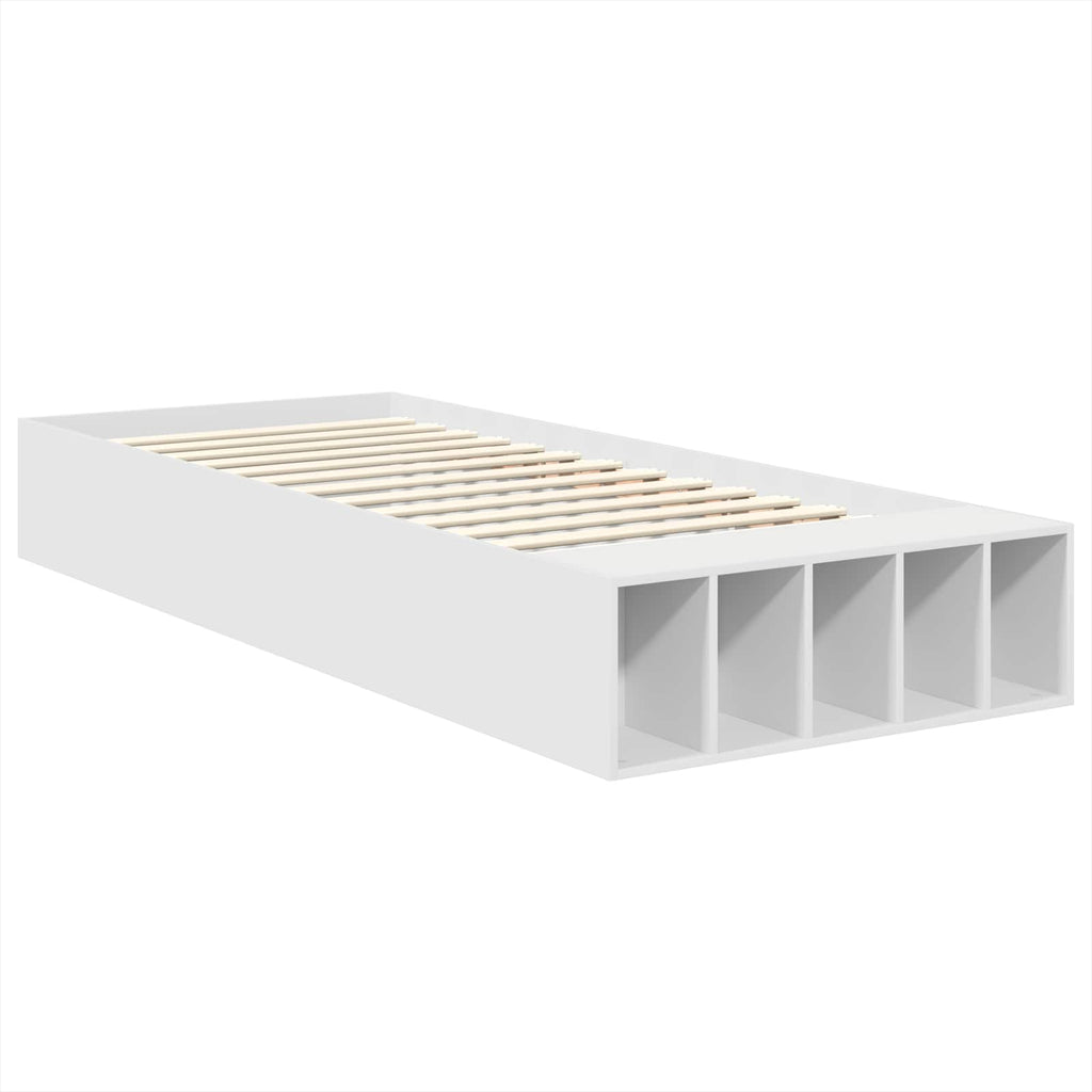 vidaXL Ramka łóżka z półką Biały 75 x 190 cm Materiał drewnopochodny
