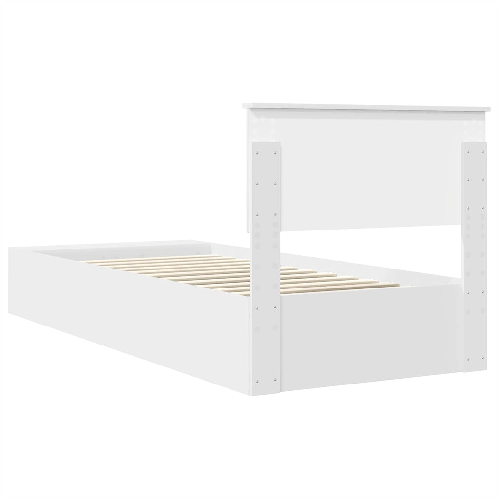 vidaXL Ramka łóżka z półką Biały 75 x 190 cm Materiał drewnopochodny