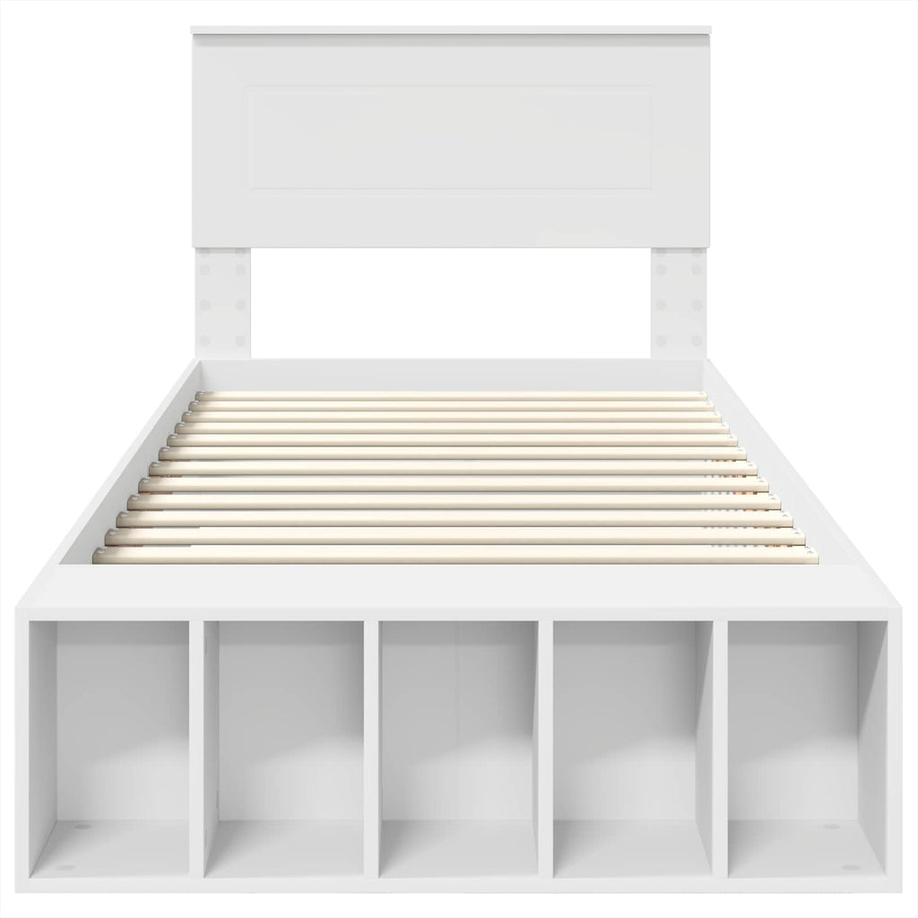 vidaXL Ramka łóżka z półką Biały 75 x 190 cm Materiał drewnopochodny