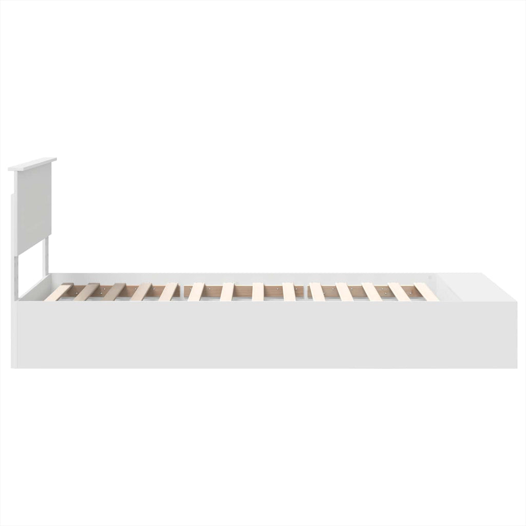 vidaXL Ramka łóżka z półką Biały 75 x 190 cm Materiał drewnopochodny