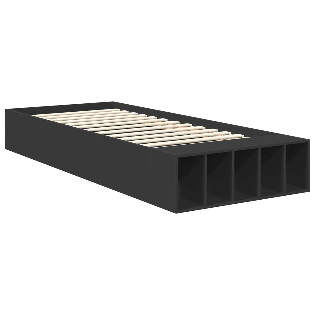 vidaXL Ramka łóżka z półką Czarny 75 x 190 cm Materiał drewnopochodny