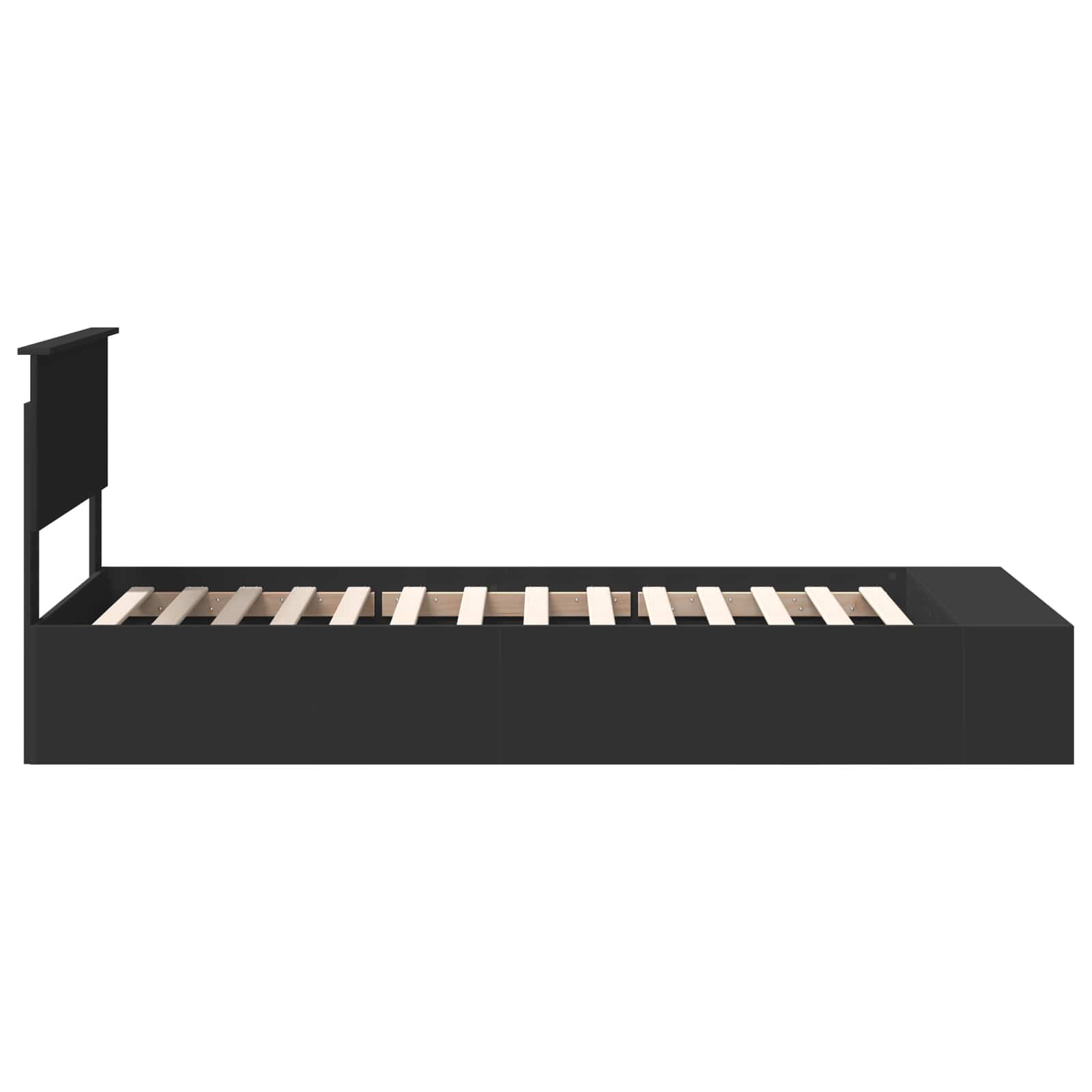 vidaXL Ramka łóżka z półką Czarny 75 x 190 cm Materiał drewnopochodny
