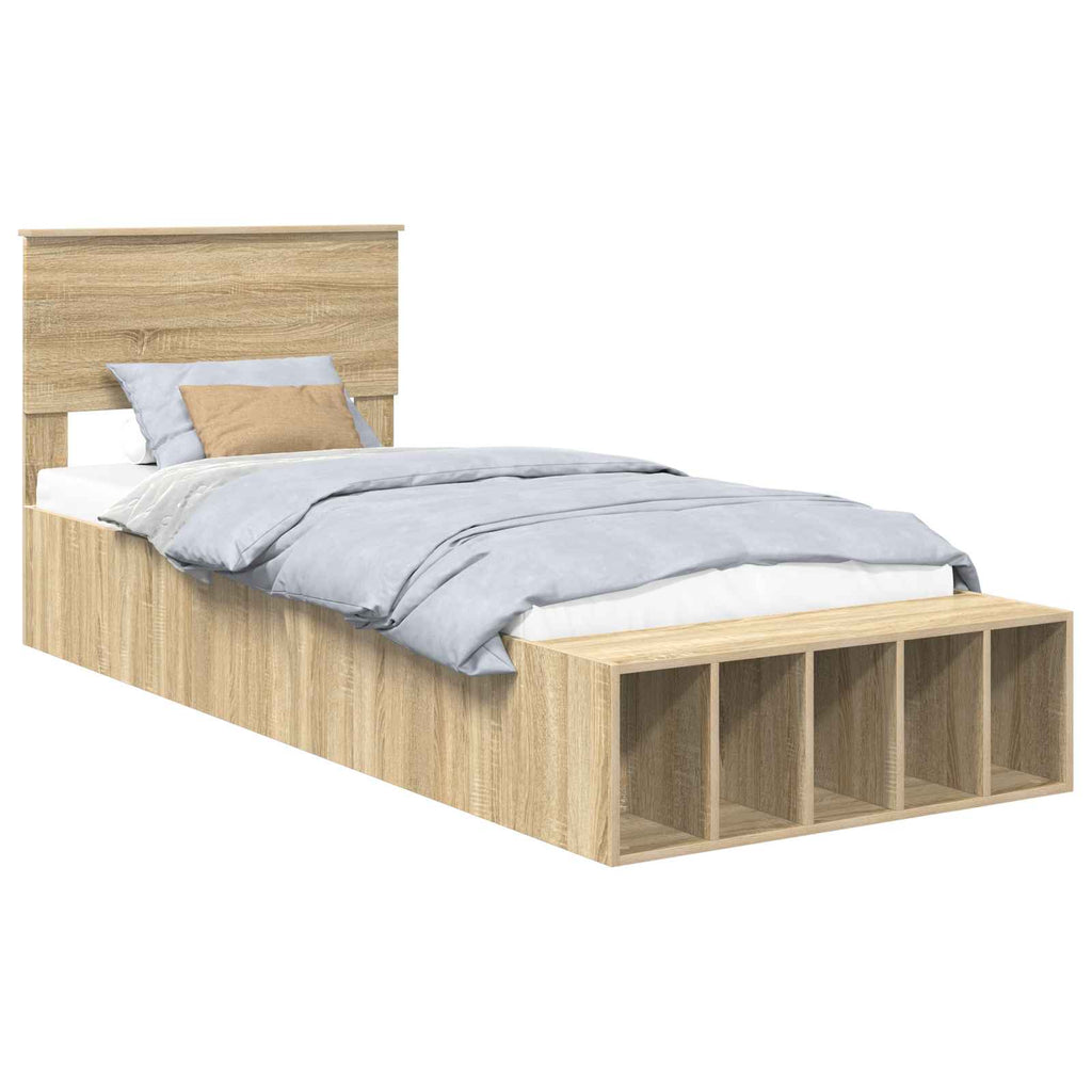 vidaXL Ramka łóżka Dąb Sonoma 75 x 190 cm Materiał drewnopochodny