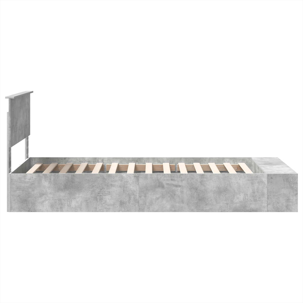 vidaXL Ramka łóżka Betonowy szary 70 x 190 cm Materiał drewnopochodny