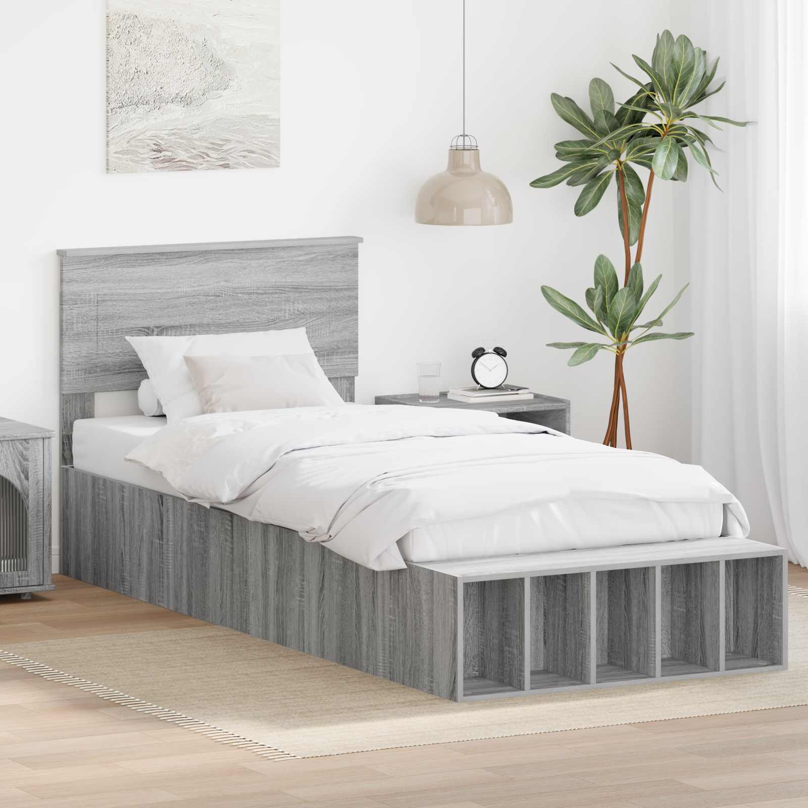 vidaXL Ramka łóżka Szary Sonoma 75 x 190 cm Materiał drewnopochodny