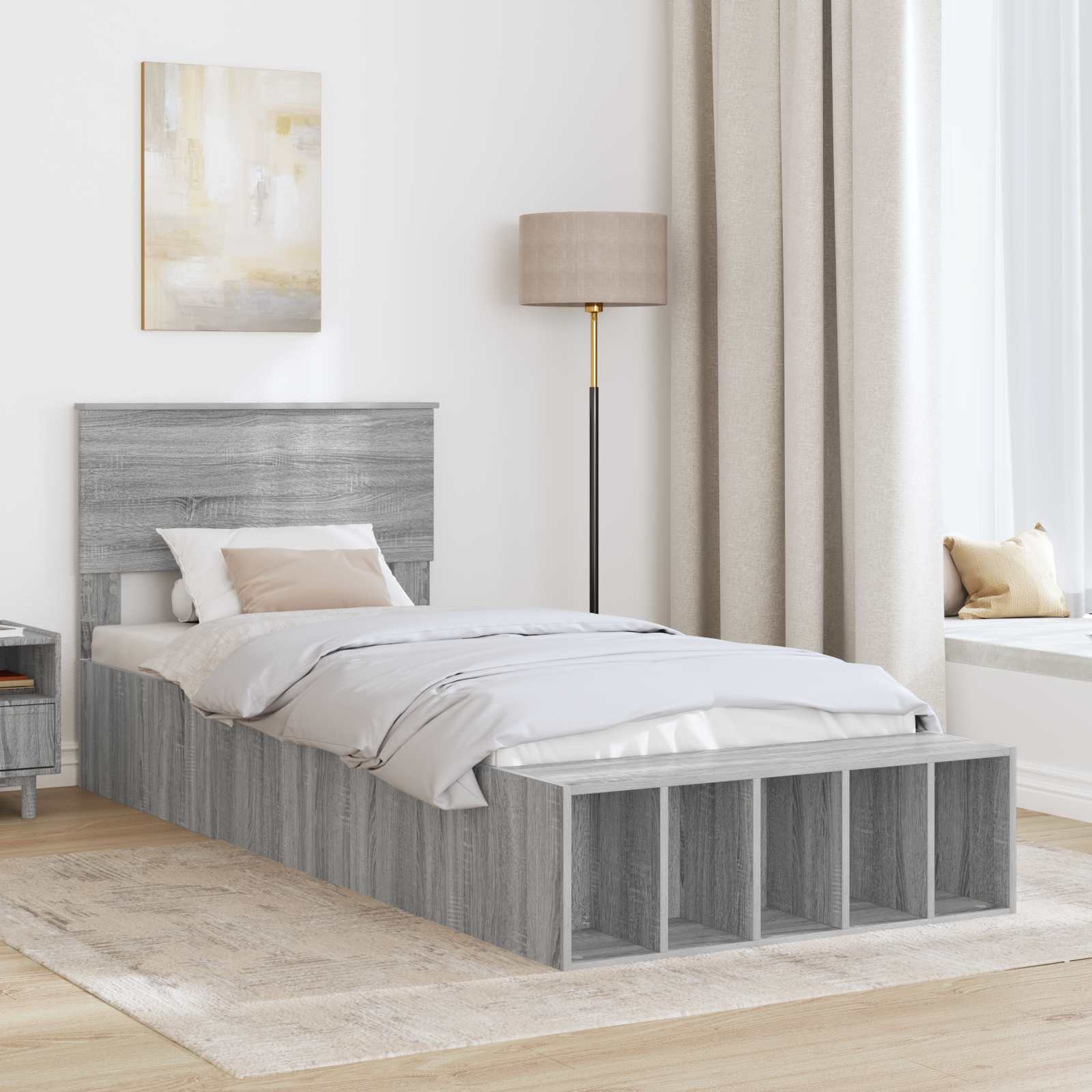 vidaXL Ramka łóżka Szary Sonoma 75 x 190 cm Materiał drewnopochodny