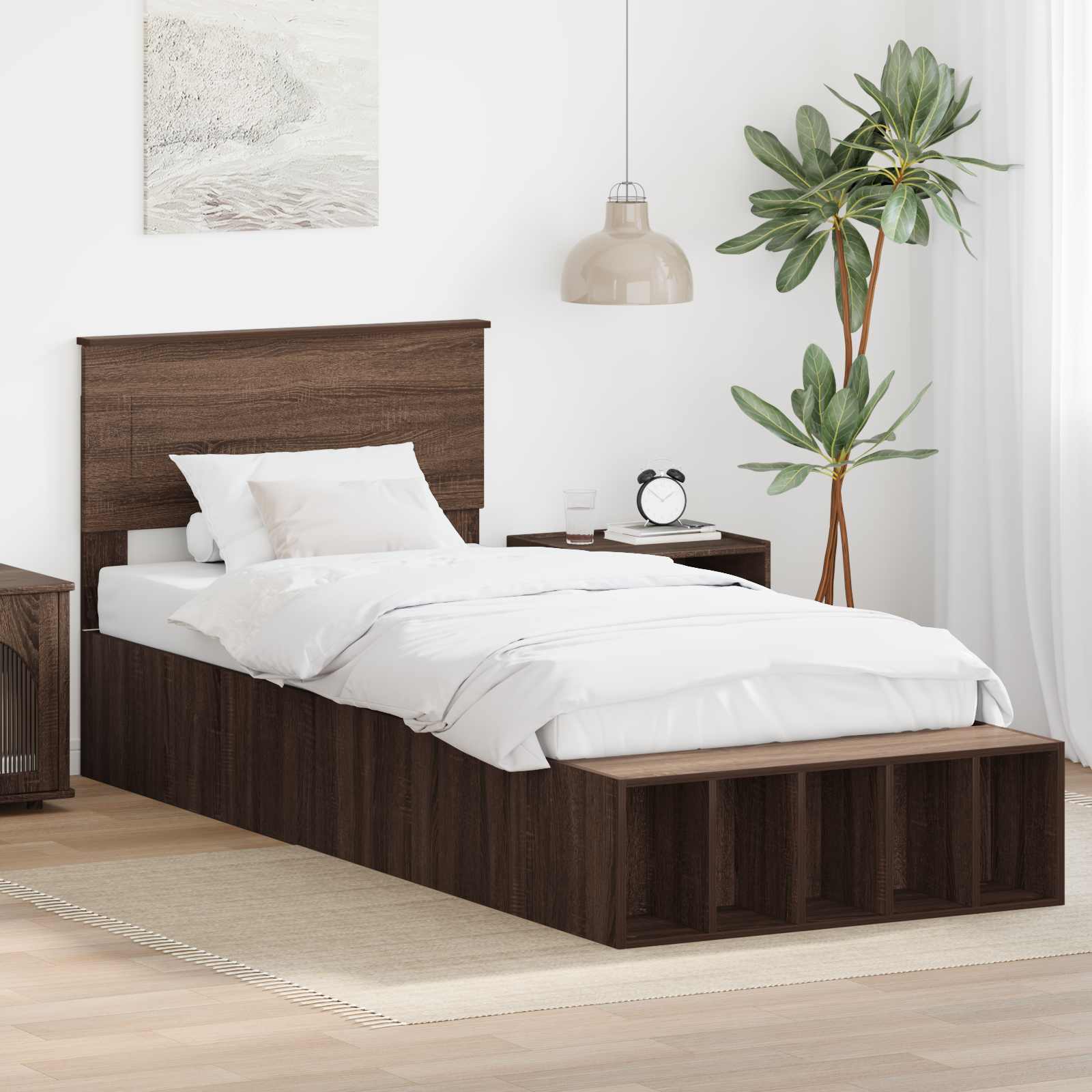 vidaXL Ramka łóżka Brązowy dąb 75 x 190 cm Materiał drewnopochodny