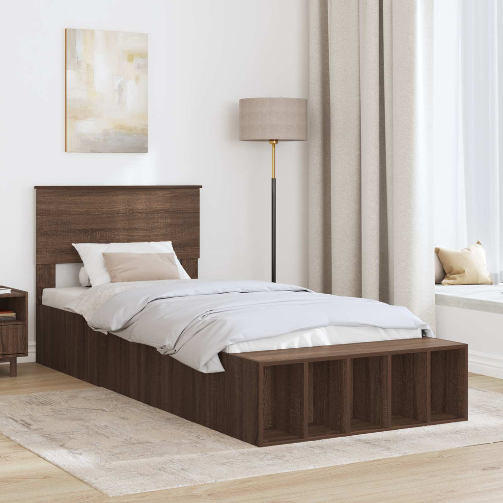 vidaXL Ramka łóżka Brązowy dąb 75 x 190 cm Materiał drewnopochodny