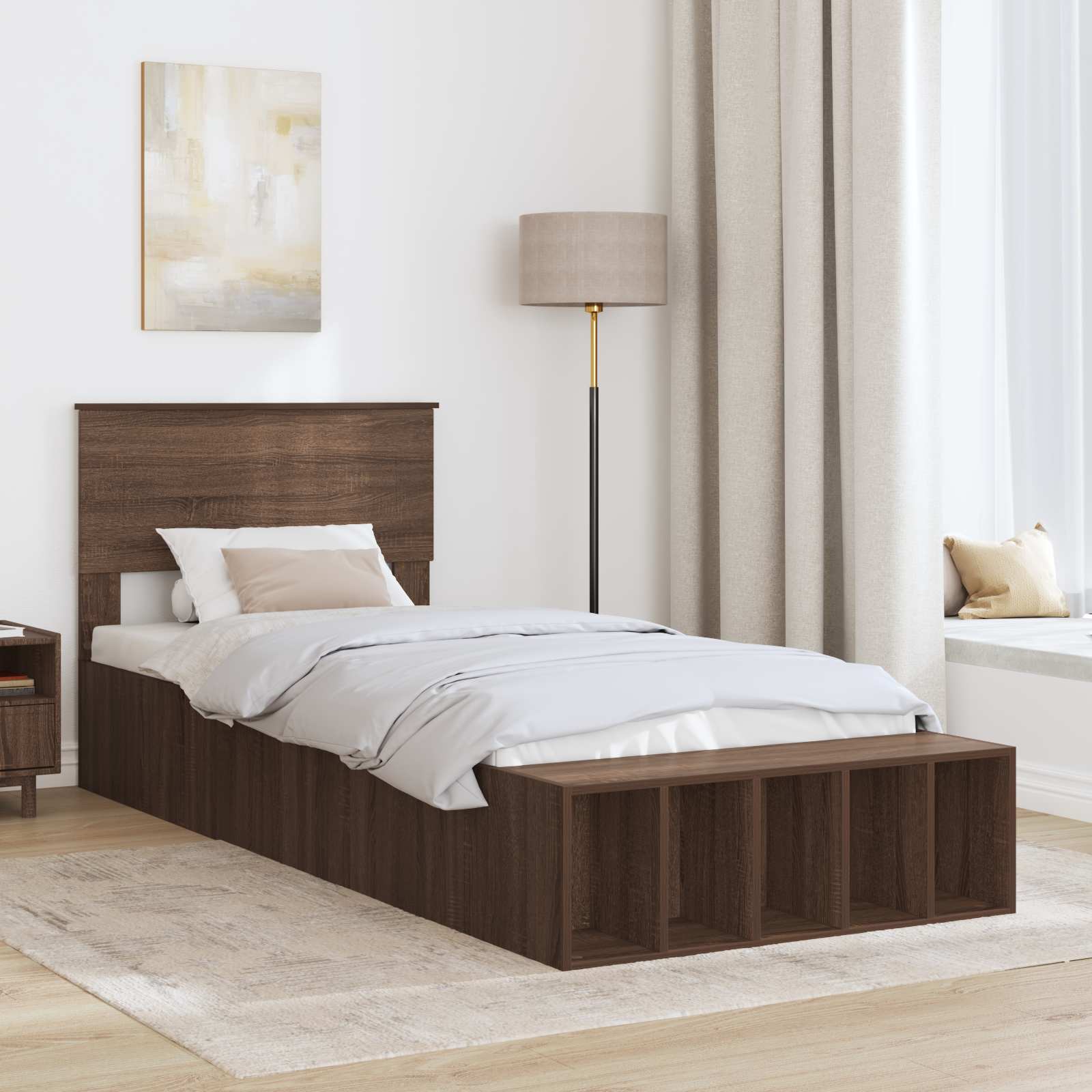 vidaXL Ramka łóżka Brązowy dąb 75 x 190 cm Materiał drewnopochodny