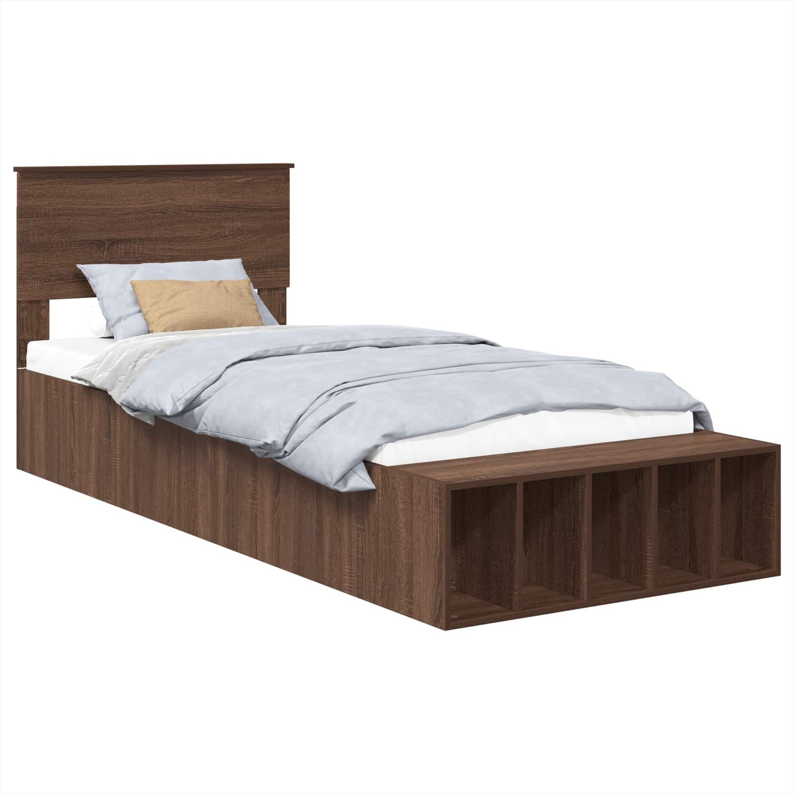 vidaXL Ramka łóżka Brązowy dąb 75 x 190 cm Materiał drewnopochodny