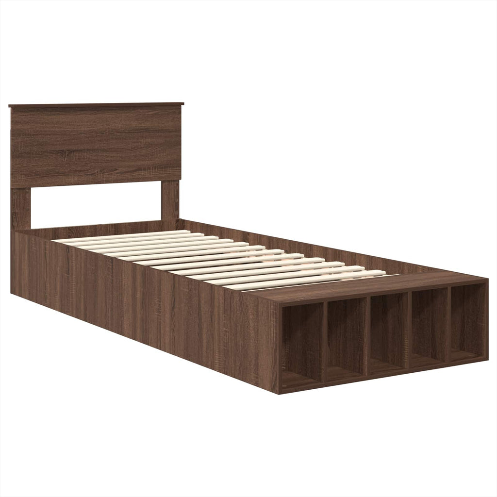 vidaXL Ramka łóżka Brązowy dąb 75 x 190 cm Materiał drewnopochodny