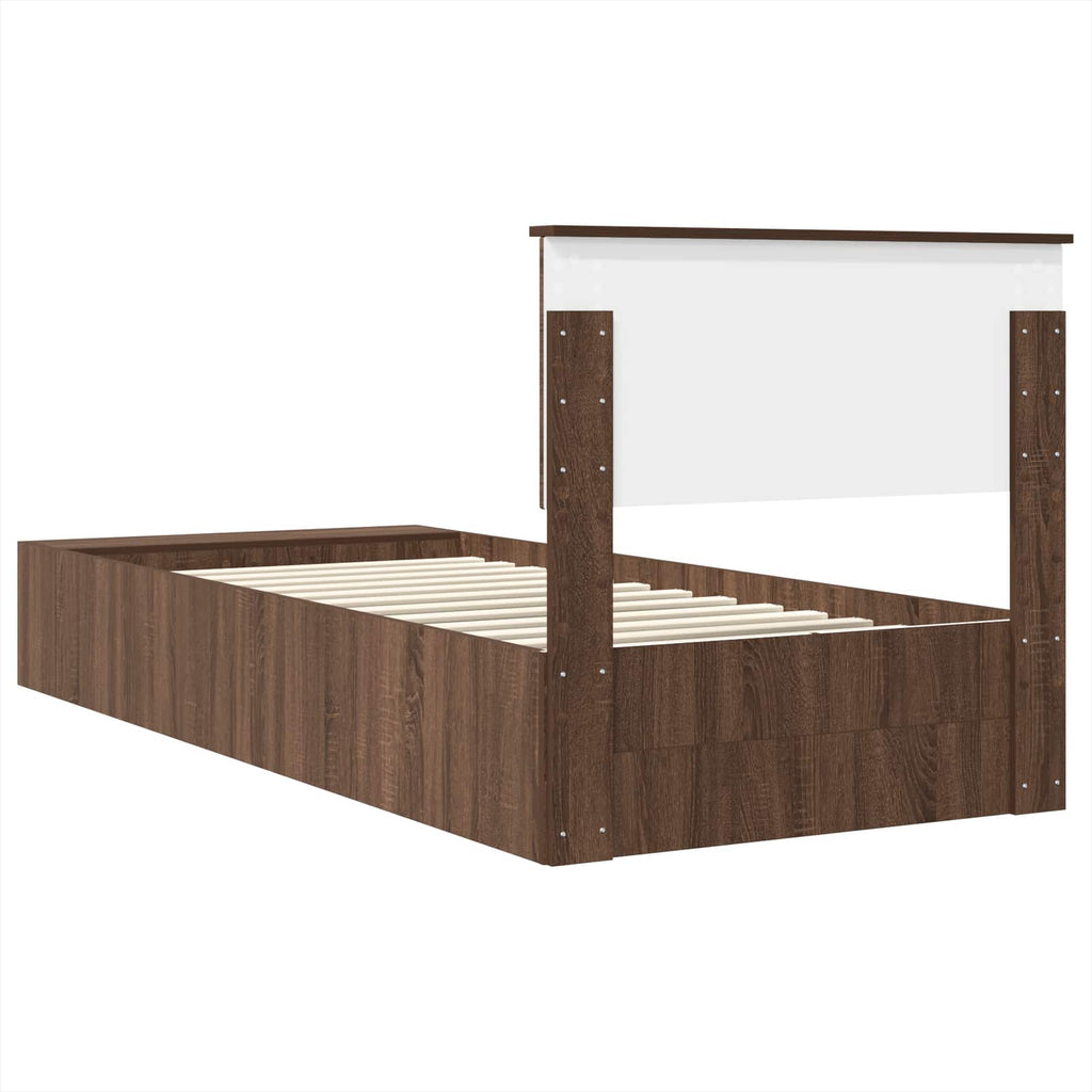 vidaXL Ramka łóżka Brązowy dąb 75 x 190 cm Materiał drewnopochodny