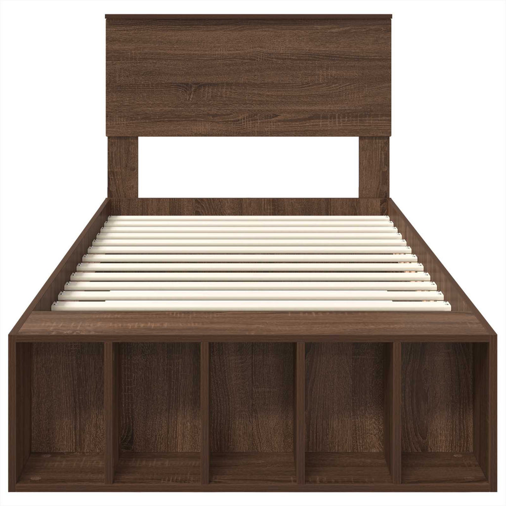 vidaXL Ramka łóżka Brązowy dąb 75 x 190 cm Materiał drewnopochodny