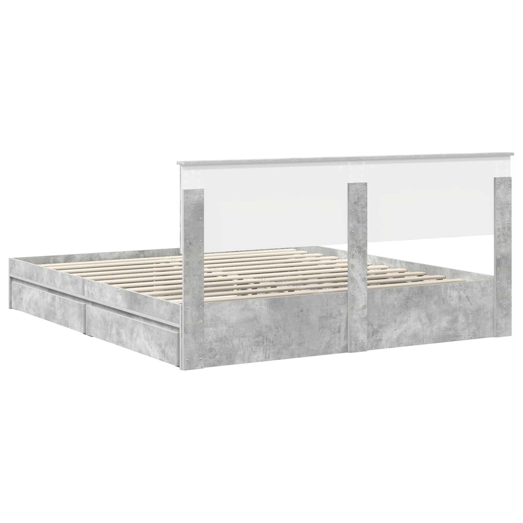 vidaXL Łóżko z miejscem do przechowywania Betonowy szary 200 x 200 cm