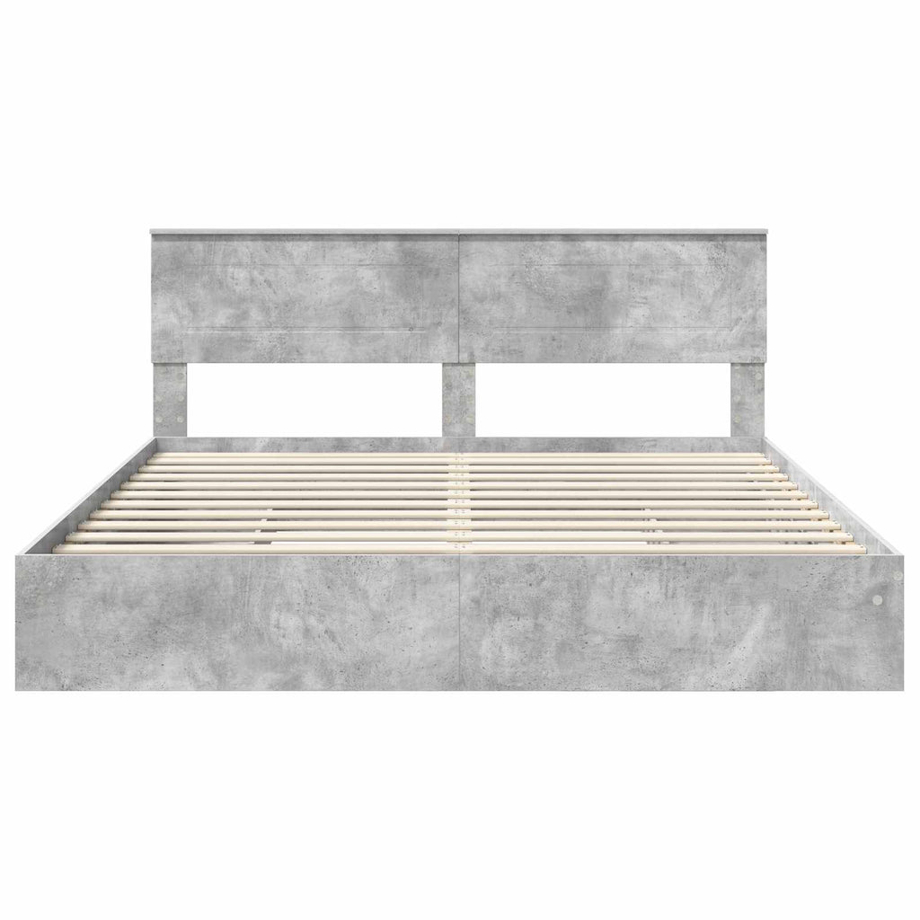 vidaXL Łóżko z miejscem do przechowywania Betonowy szary 200 x 200 cm