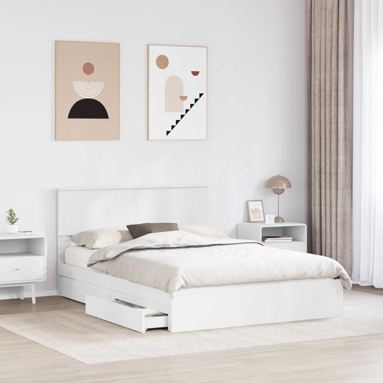 vidaXL Łóżko z miejscem do przechowywania Biały 140 x 190 cm