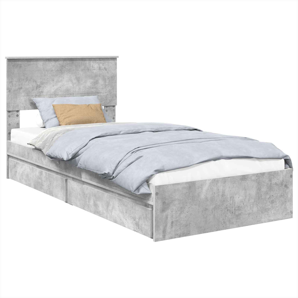 vidaXL Łóżko z miejscem do przechowywania Betonowy szary 90 x 190 cm