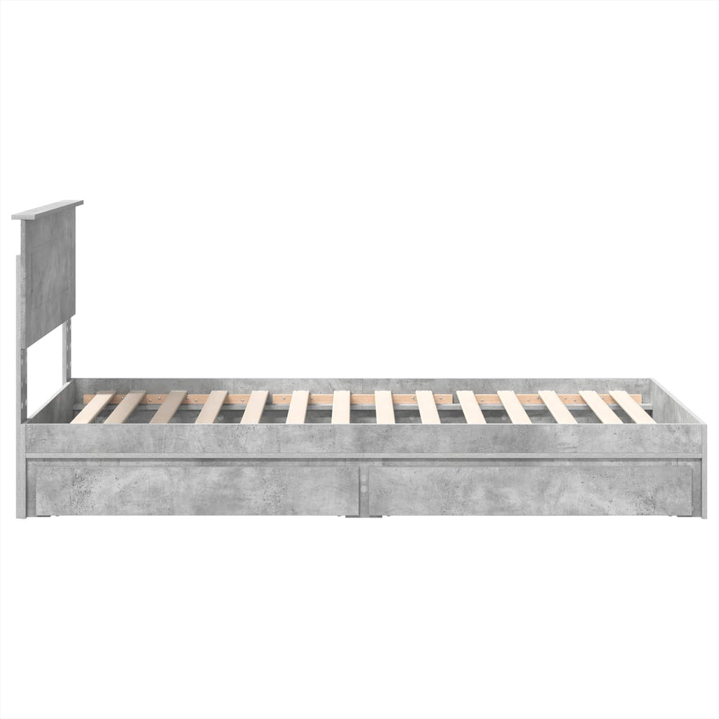 vidaXL Łóżko z miejscem do przechowywania Betonowy szary 70 x 190 cm