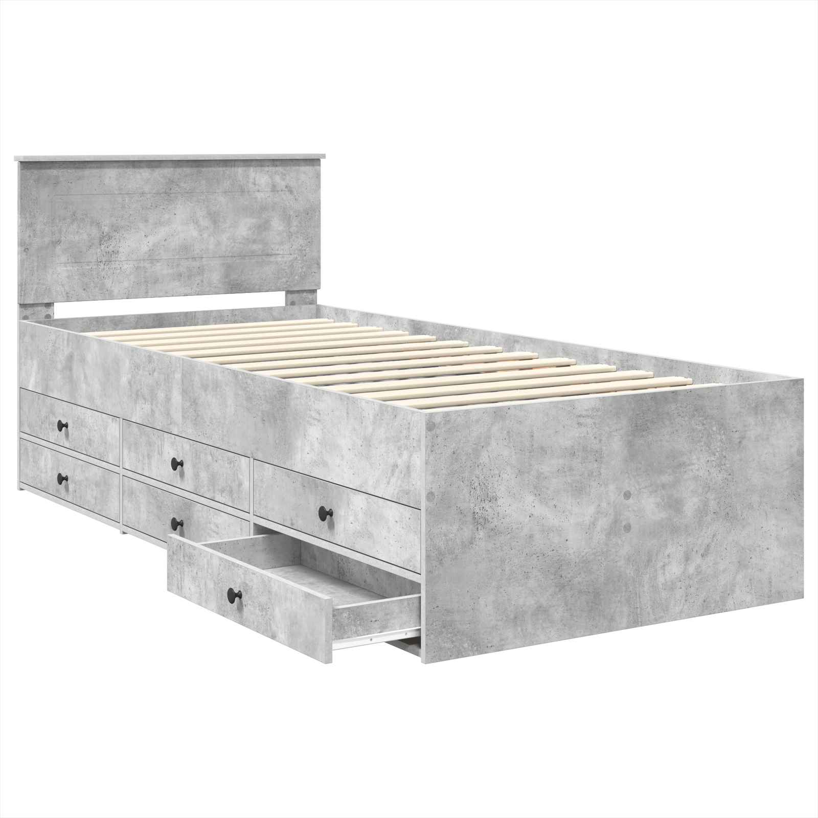 vidaXL Łóżko dzienne z szufladą Betonowy szary i czarny 100 x 200 cm