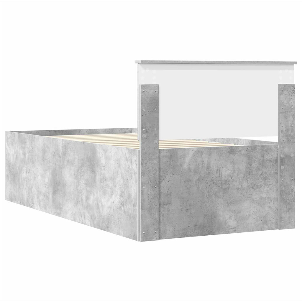 vidaXL Łóżko dzienne z szufladą Betonowy szary i czarny 100 x 200 cm