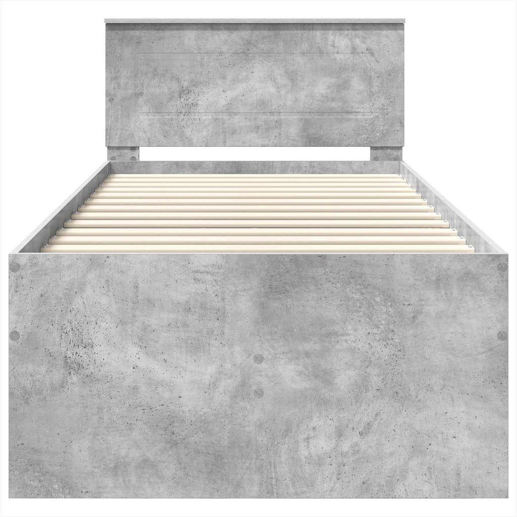 vidaXL Łóżko dzienne z szufladą Betonowy szary i czarny 100 x 200 cm