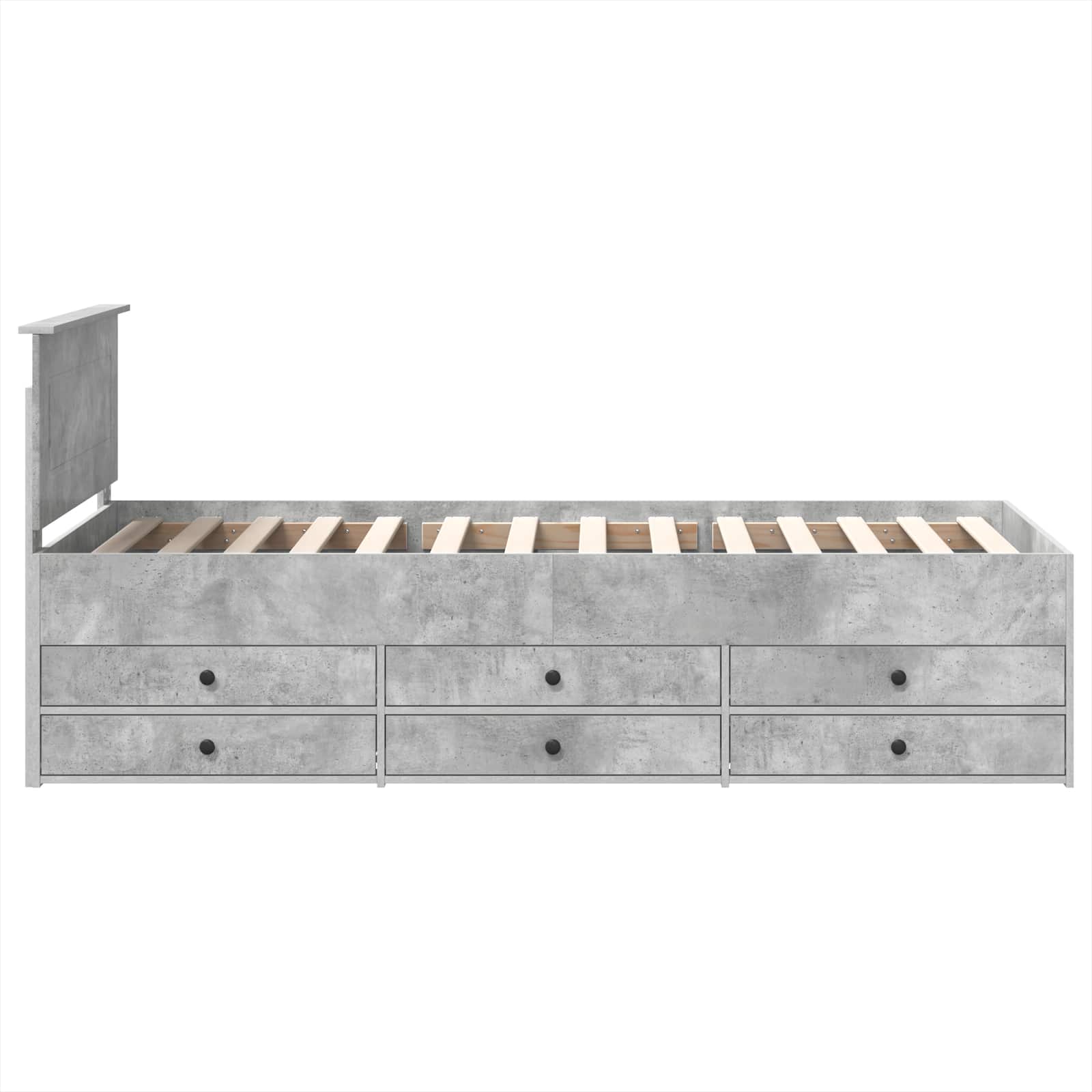 vidaXL Łóżko dzienne z szufladą Betonowy szary i czarny 100 x 200 cm