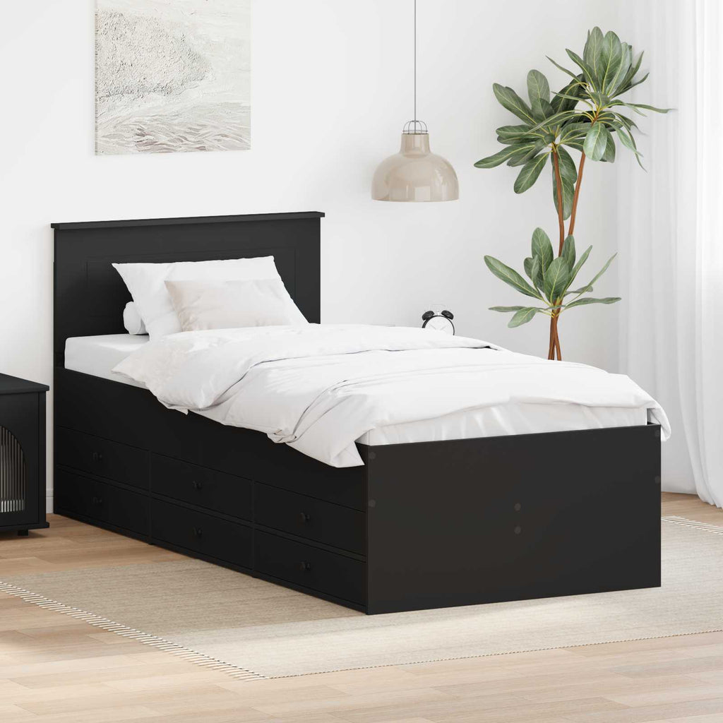 vidaXL Łóżko dzienne Czarny 90 x 190 cm Materiał drewnopochodny