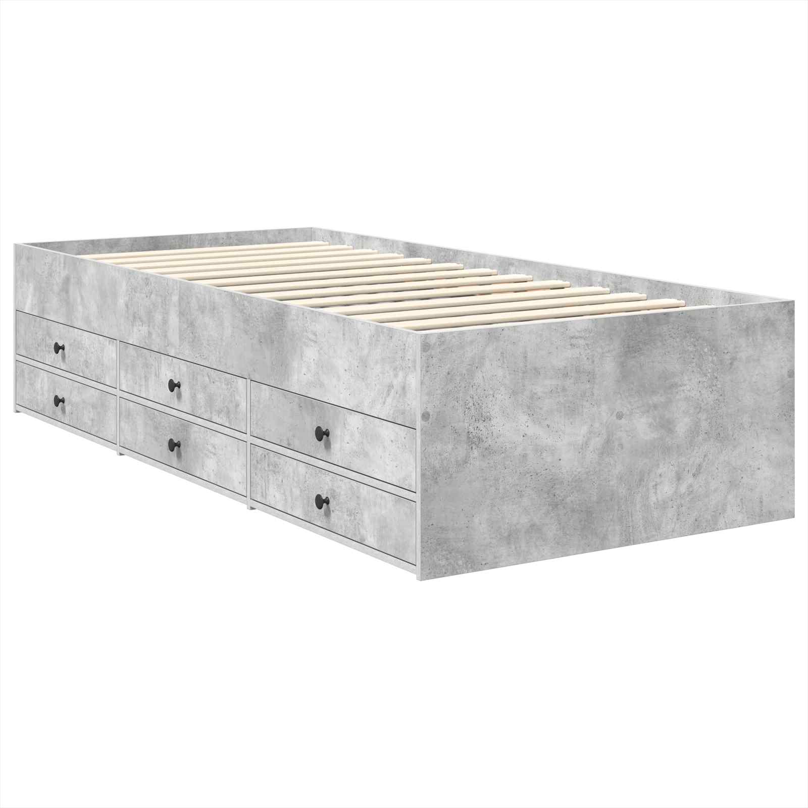 vidaXL Łóżko dzienne z szufladą Betonowy szary i czarny 90 x 190 cm