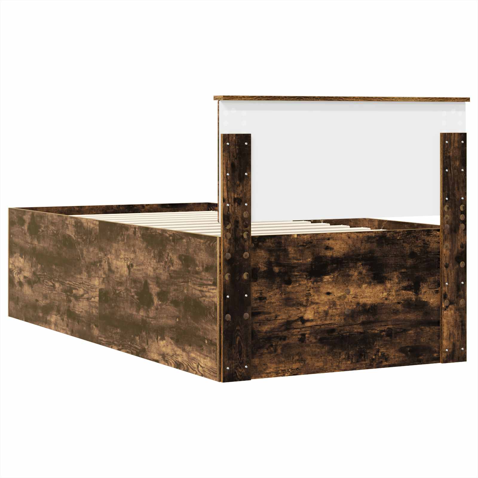 vidaXL Łóżko dzienne z szufladą Dymiony dąb i czarny 90 x 200 cm