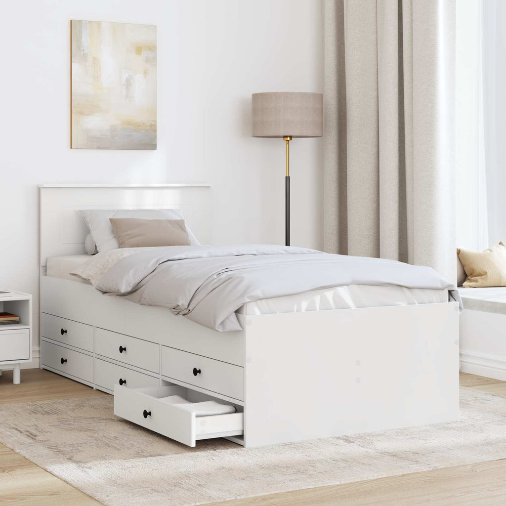 vidaXL Łóżko dzienne Biały i czarny 75 x 190 cm Drewno inżynieryjne