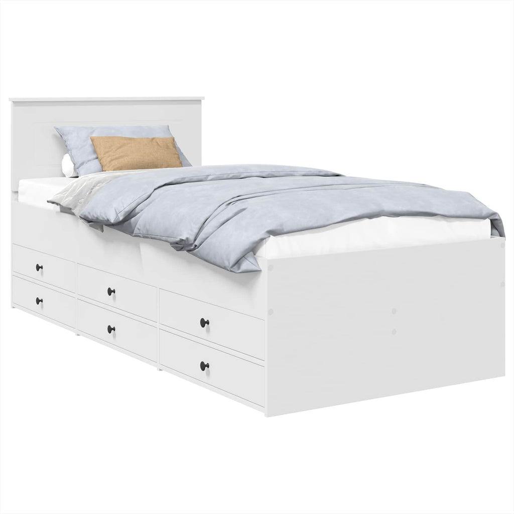 vidaXL Łóżko dzienne Biały i czarny 75 x 190 cm Drewno inżynieryjne