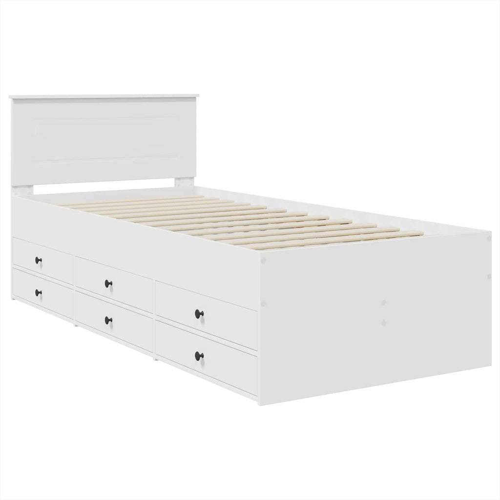 vidaXL Łóżko dzienne Biały i czarny 75 x 190 cm Drewno inżynieryjne