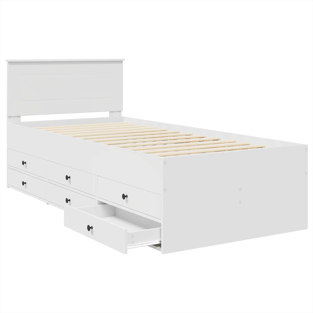 vidaXL Łóżko dzienne Biały i czarny 75 x 190 cm Drewno inżynieryjne