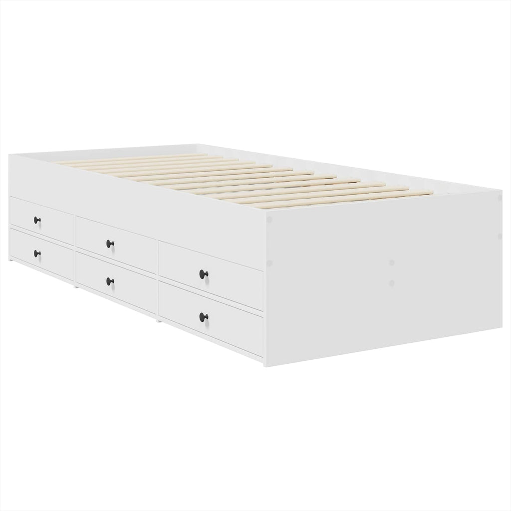 vidaXL Łóżko dzienne Biały i czarny 75 x 190 cm Drewno inżynieryjne