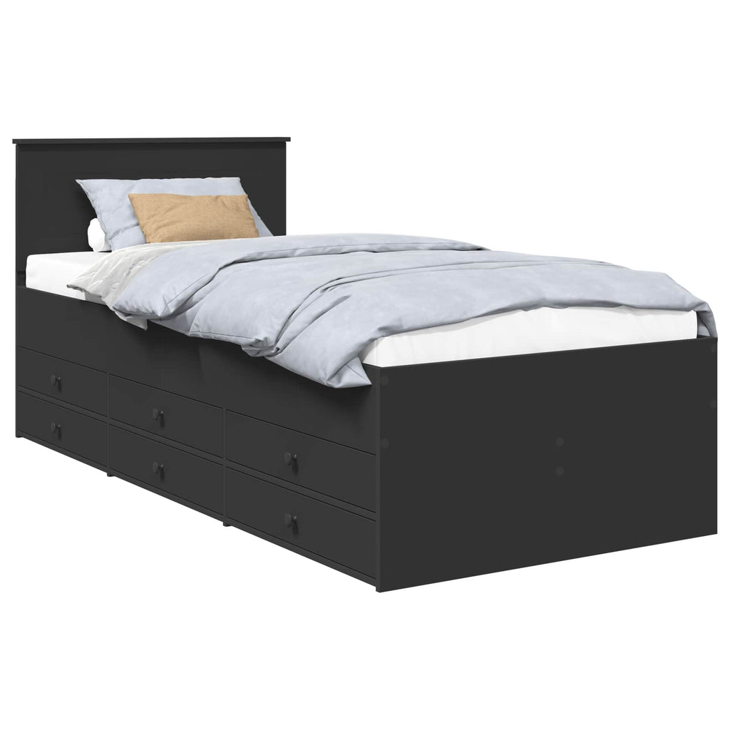 vidaXL Łóżko dzienne Czarny 75 x 190 cm Materiał drewnopochodny