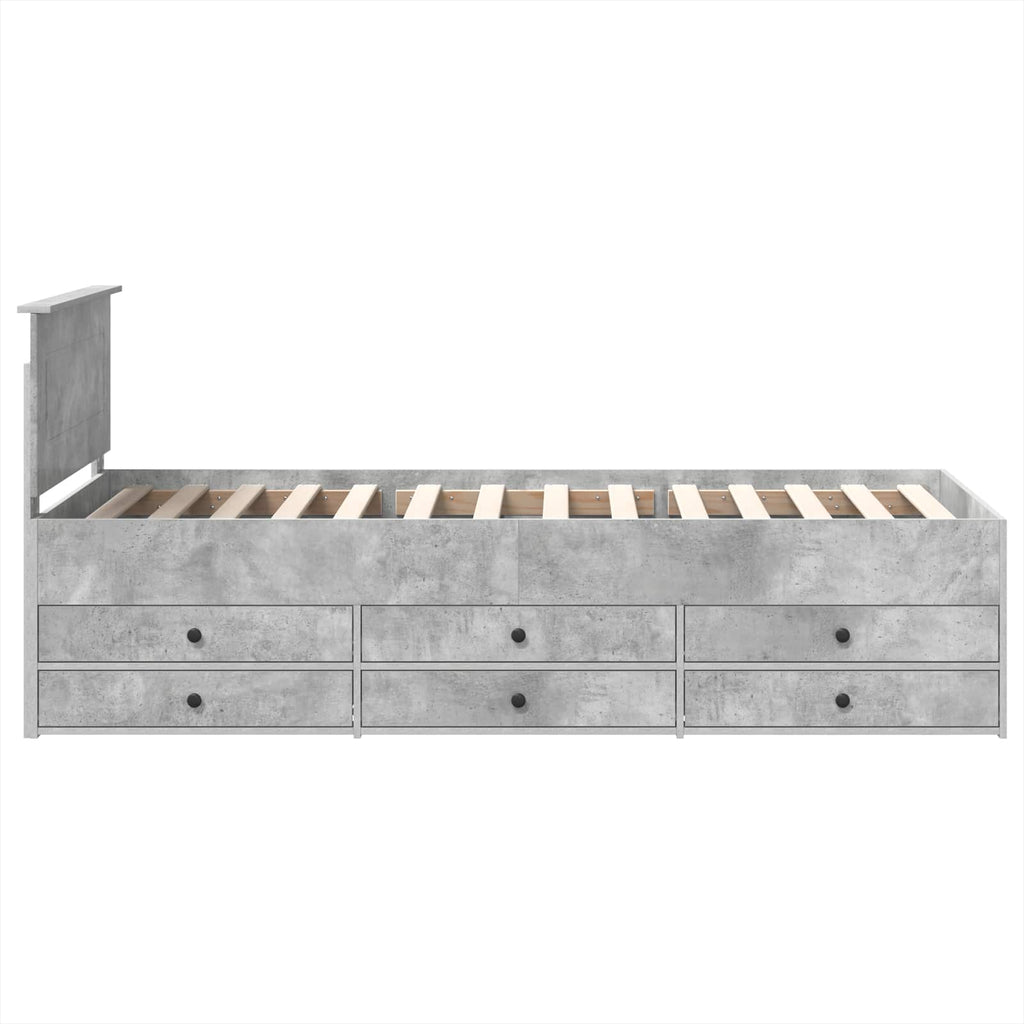 vidaXL Łóżko dzienne z szufladą Betonowy szary i czarny 70 x 190 cm