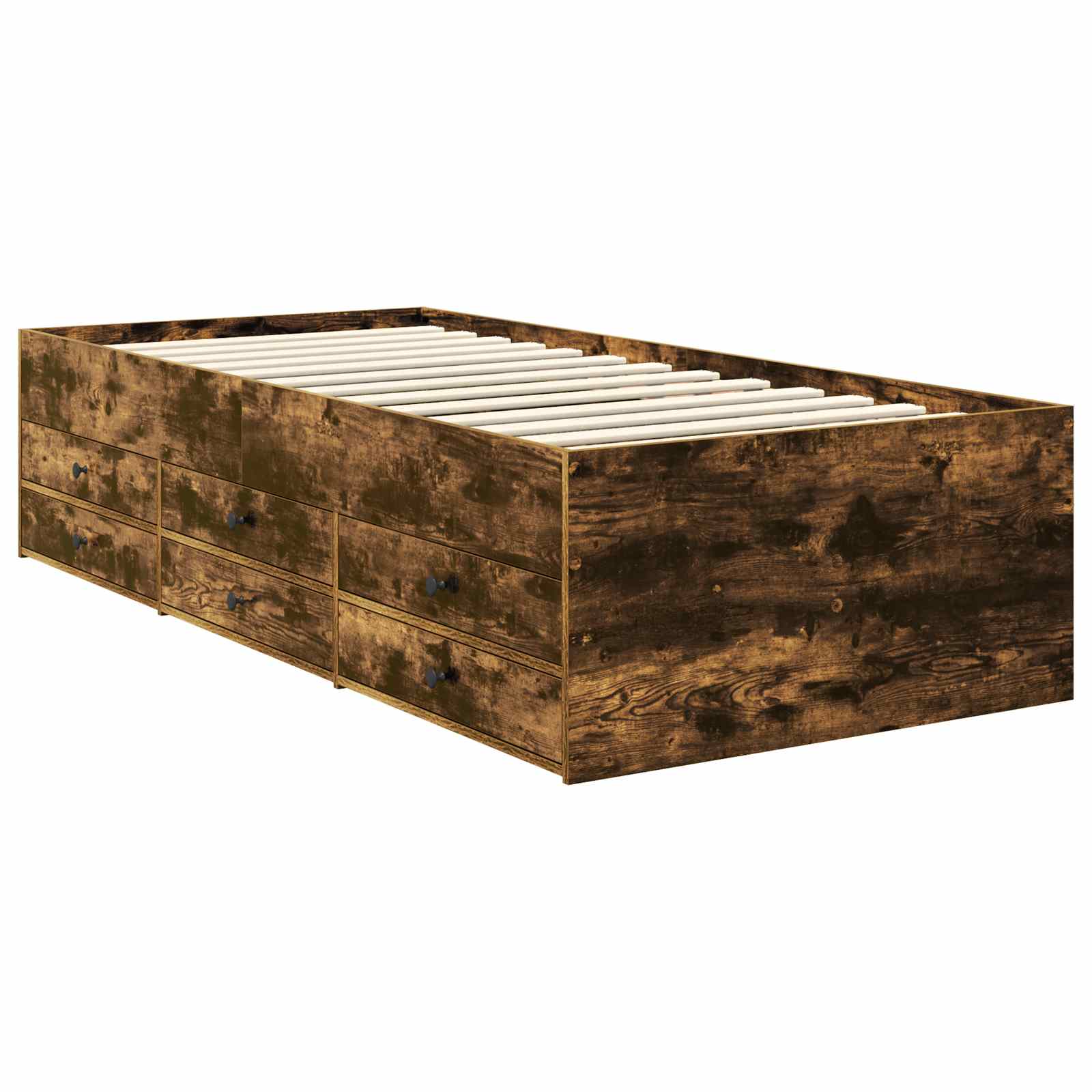 vidaXL Łóżko dzienne z szufladą Dymiony dąb i czarny 75 x 190 cm