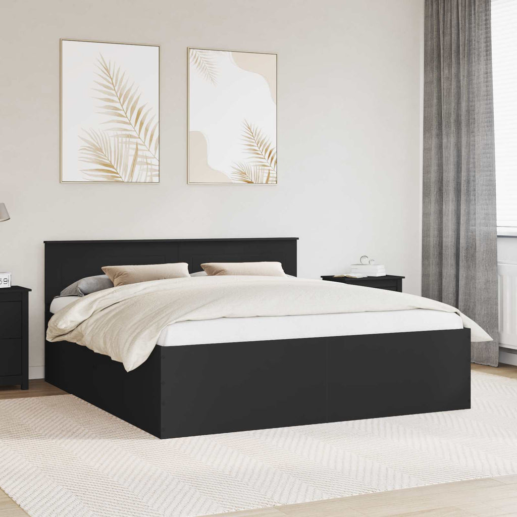 vidaXL Ramka łóżka Czarny 200 x 200 cm Materiał drewnopochodny
