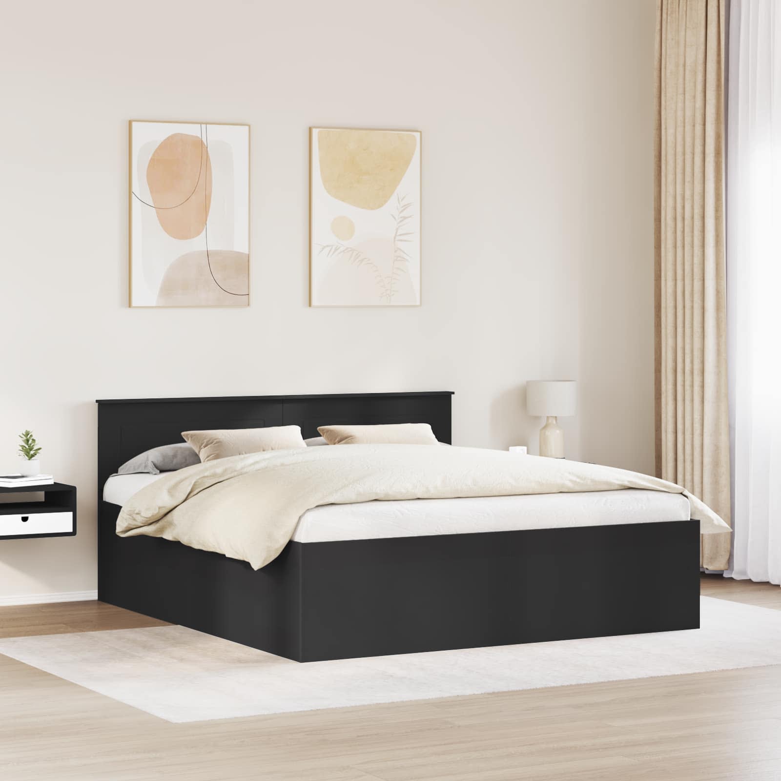 vidaXL Ramka łóżka Czarny 200 x 200 cm Materiał drewnopochodny