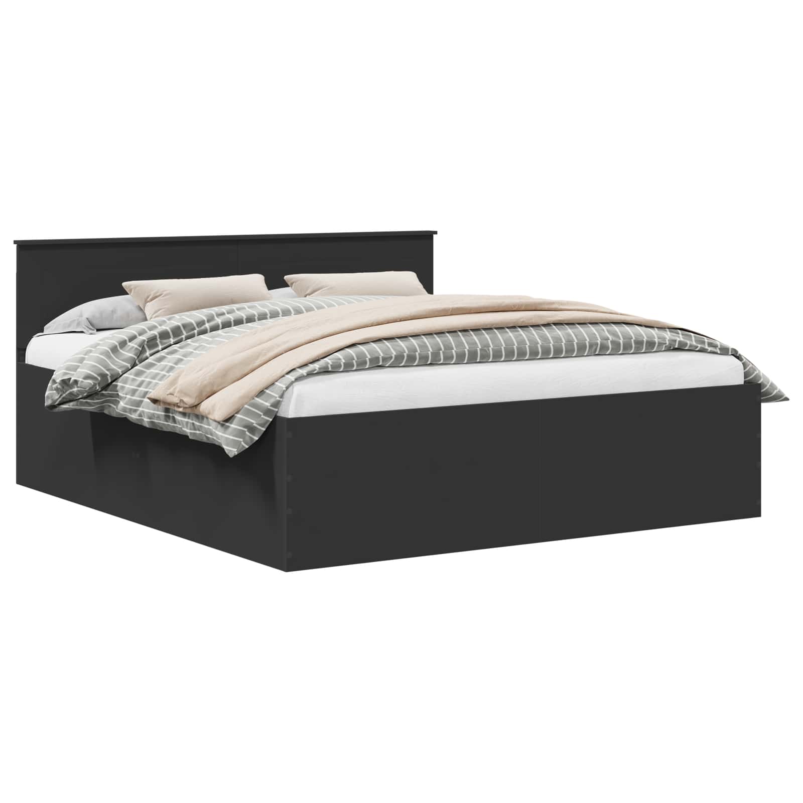 vidaXL Ramka łóżka Czarny 200 x 200 cm Materiał drewnopochodny