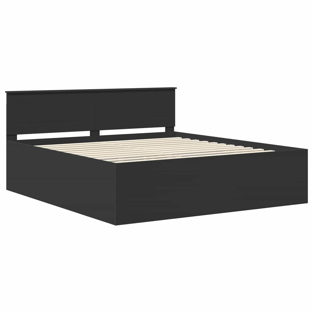 vidaXL Ramka łóżka Czarny 200 x 200 cm Materiał drewnopochodny