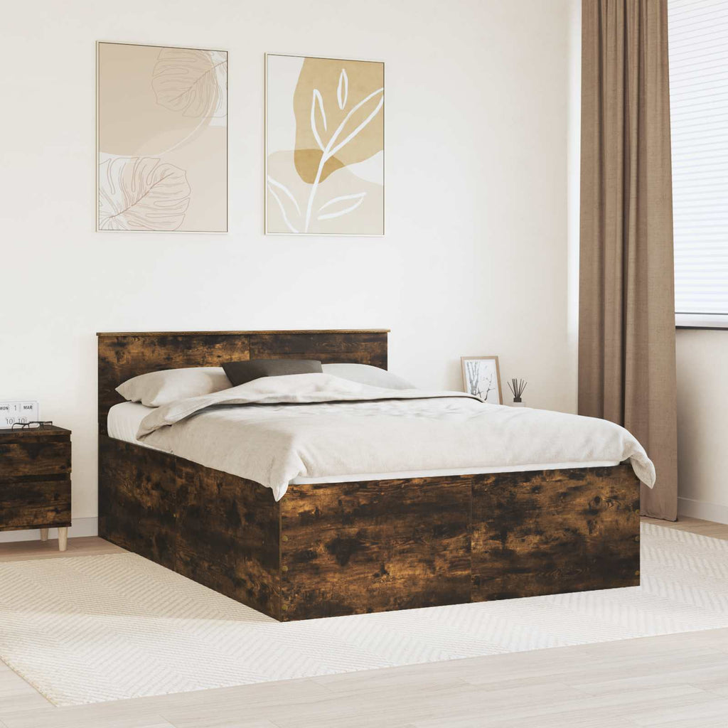 vidaXL Ramka łóżka Dąb wędzony 160 x 200 cm Materiał drewnopochodny
