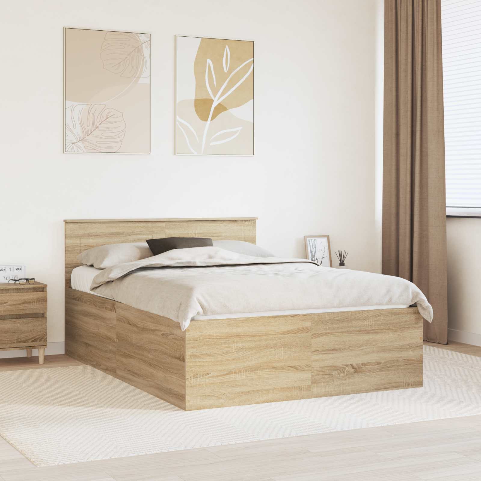 vidaXL Ramka łóżka Dąb Sonoma 150 x 200 cm Materiał drewnopochodny